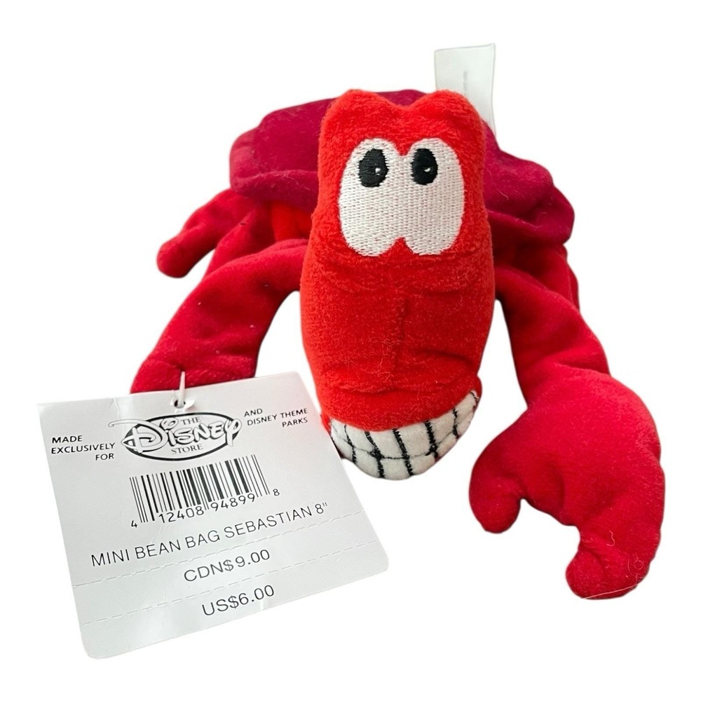Sebastian Little Mermaid Disney Store 8" Bean Bag Plush